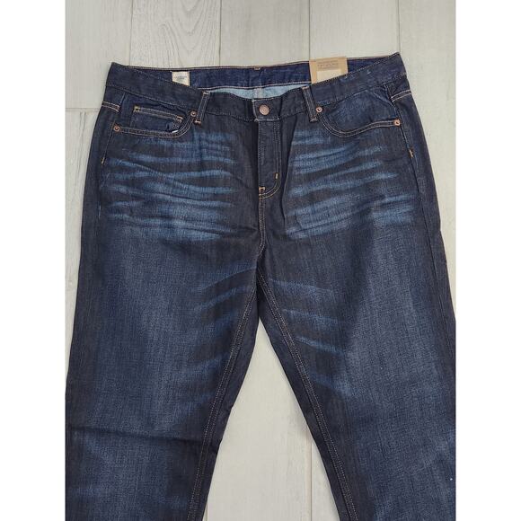 Lands End Men's Canvas Jeans Size 34x32 Slim Leg Stretch Dark Denim Blue - Picture 4 of 11